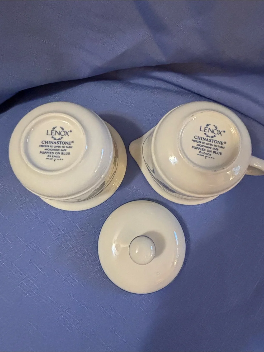 Lenox Poppies On Blue Creamer and Sugar Bowl Set